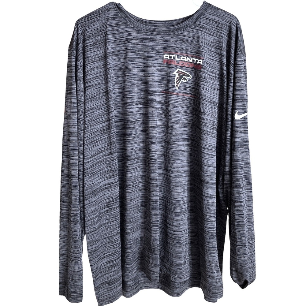 Nike Atlanta Falcons NFL Mens XXL Grey Dri-FIT Long Sleeve Space Dye Shirt